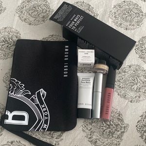 Bobbi Brown mascara, lip gloss, make up base samples pouch